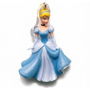Disney Cinderella Glitter Ornament Princess Figurine Collectible With Blue Dress